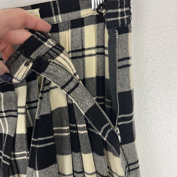 Hudsons Bay Co Wool Skirt Tartan Plaid Pleated Made In England Cream Black 28x30 - Picture 5 of 10